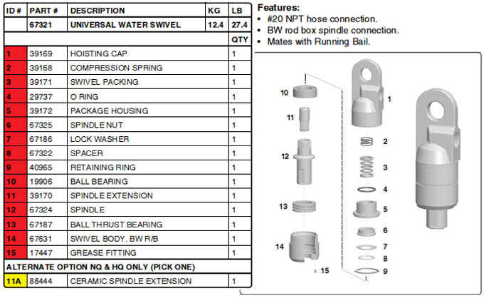 Universal Water Swivel Assembly  style=